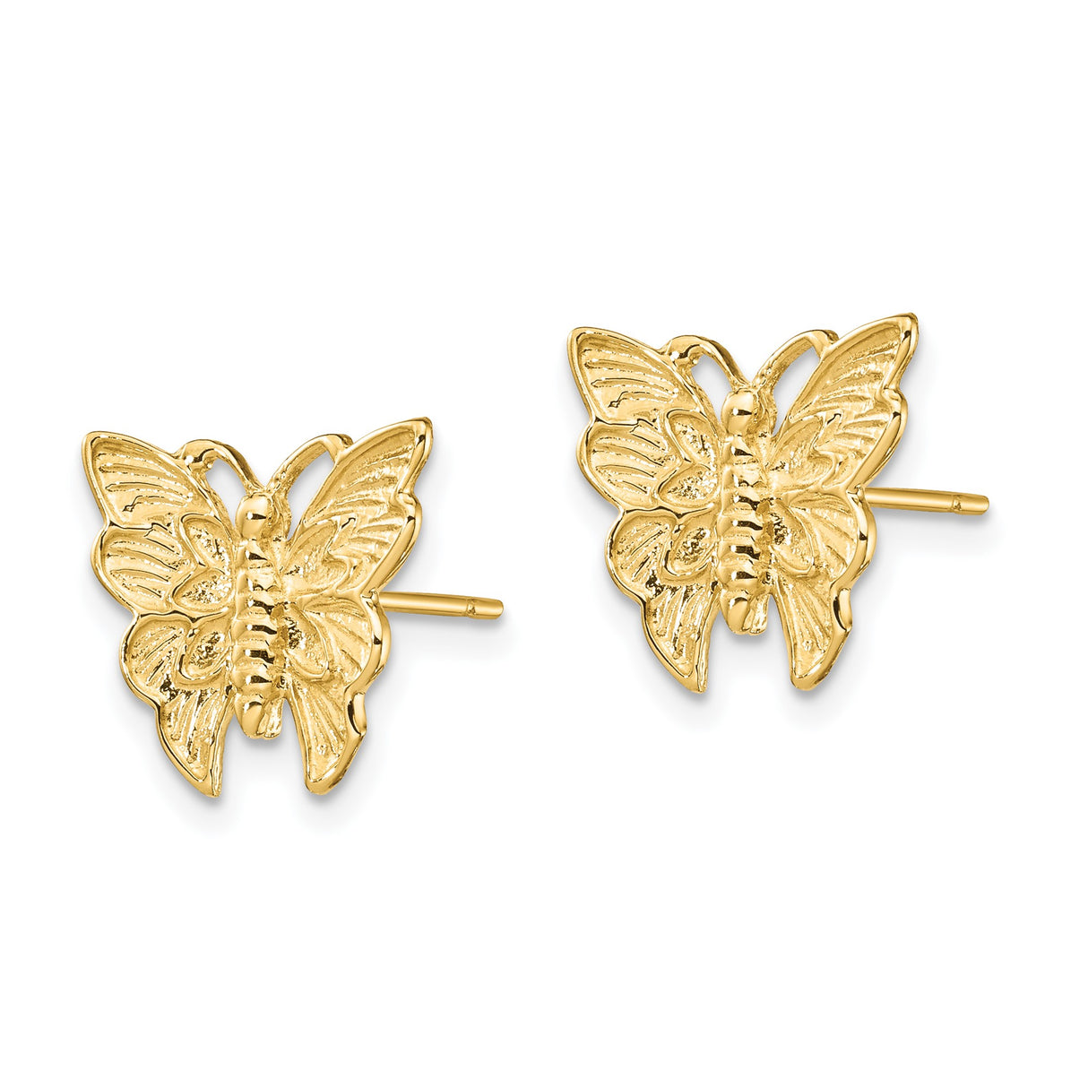 14k Yellow Gold Butterfly Stud Earrings, Nature-Inspired Feminine Jewelry for Women