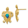 14k Yellow Gold Sea Turtle Stud Earrings with Vibrant Opal Inlay