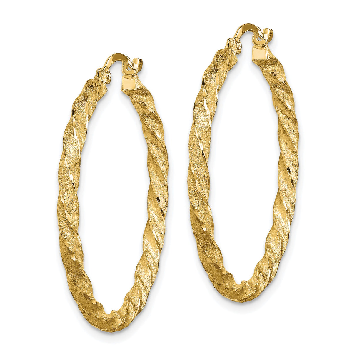 14k Yellow Gold Hoop Earrings with Twisted Rope Design, Bold Textured Statement Jewelry for Women