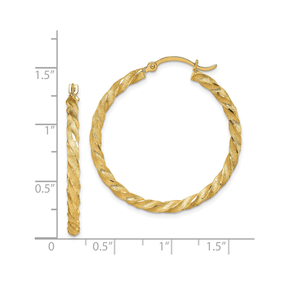 14k Yellow Gold Hoop Earrings with Twisted Rope Design, Bold Textured Statement Jewelry for Women