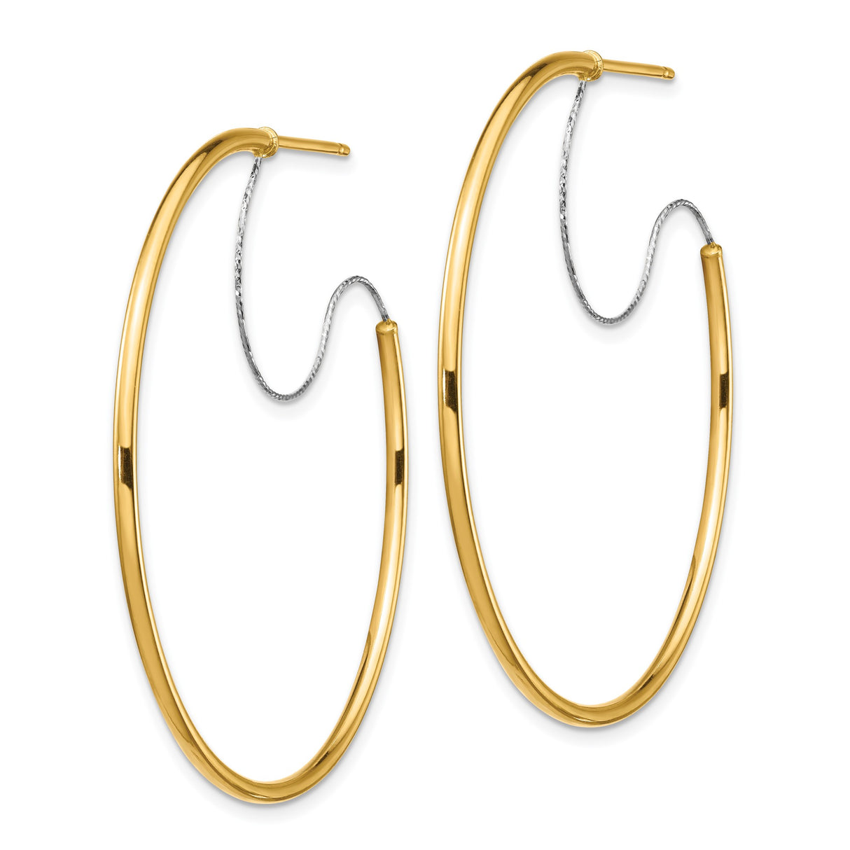 14k Two-Tone Gold Hoop Earrings with Sleek Minimalist Design for Women