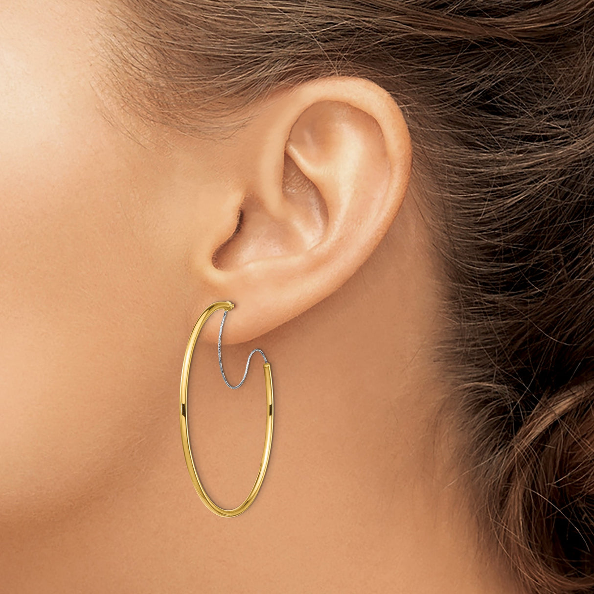 14k Two-Tone Gold Hoop Earrings with Sleek Minimalist Design for Women