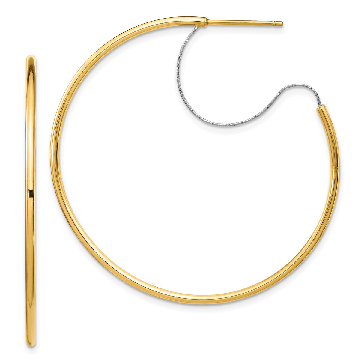 14k Two-Tone Gold Hoop Earrings with Sleek Minimalist Design for Women