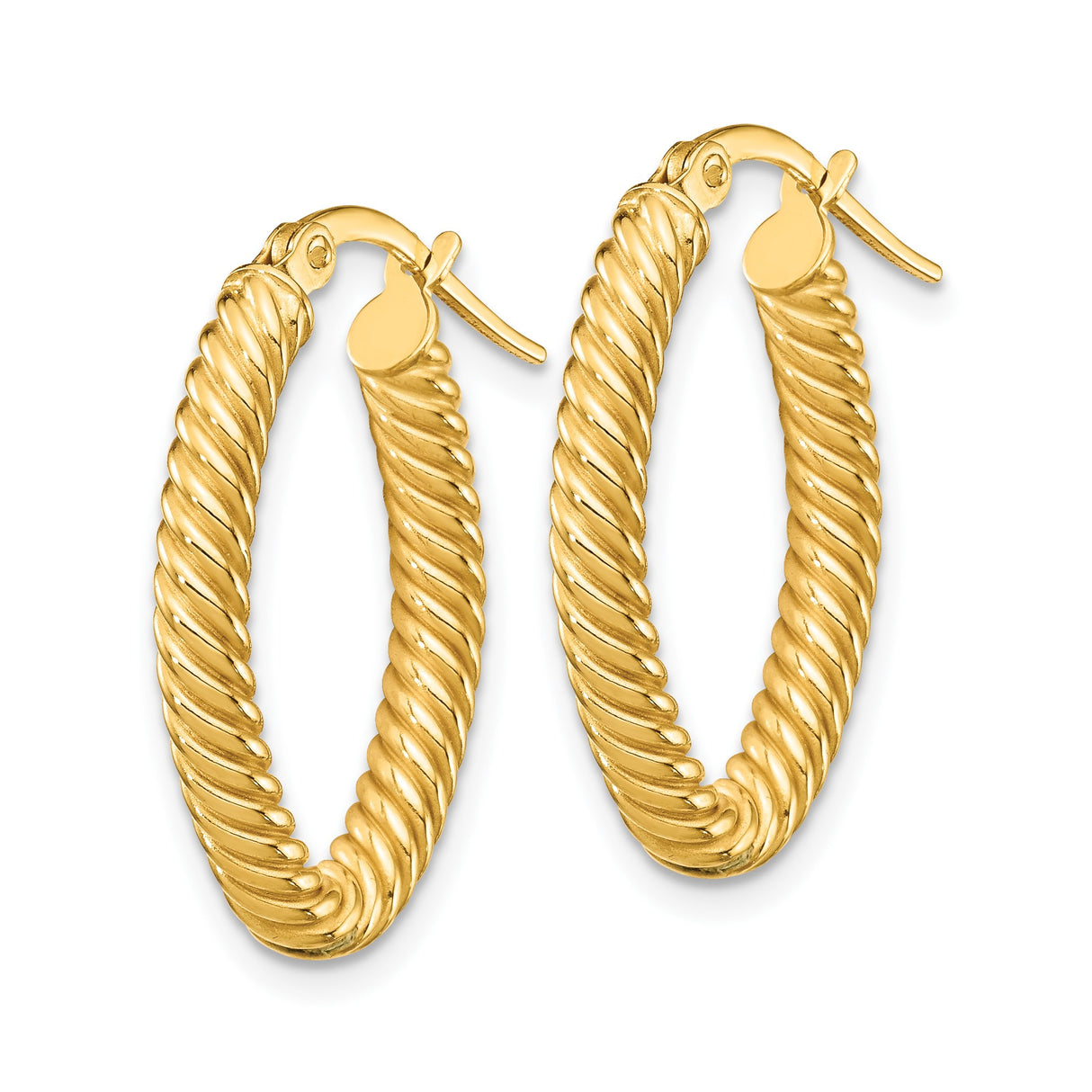 14k Yellow Gold Twisted Hoop Earrings, Medium Rope Design, Polished Chunky Style for Women
