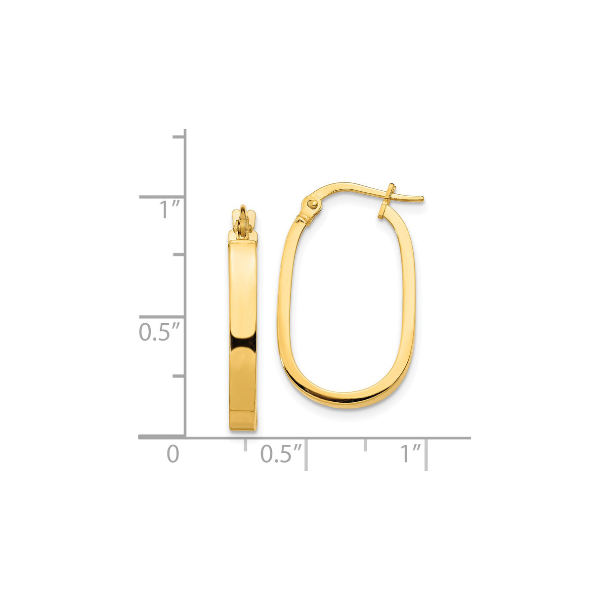 14k Yellow Gold Oval Hoop Earrings, Polished Modern Minimalist Design for Women