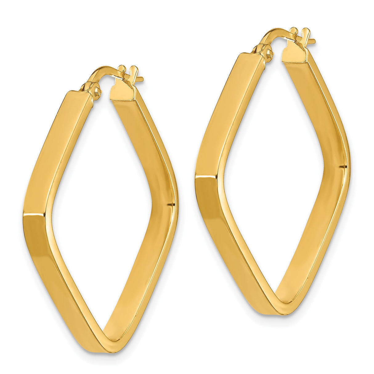 14k Yellow Gold Square Hoop Earrings, Sleek Minimalist Design for Women
