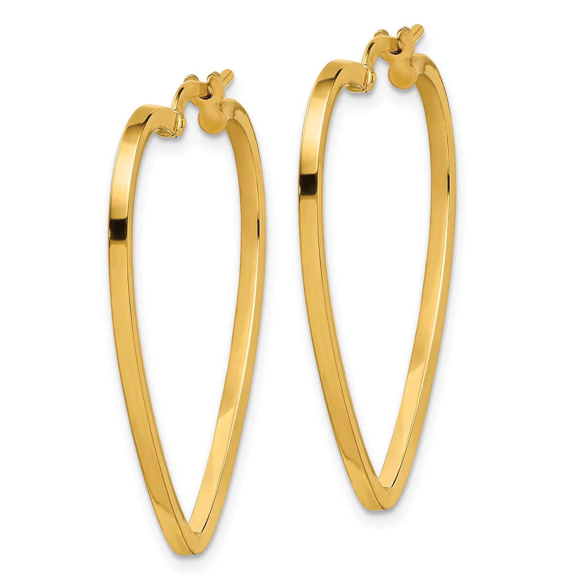 14k Yellow Gold Heart Shaped Hoop Earrings, Lightweight Minimalist Design for Women