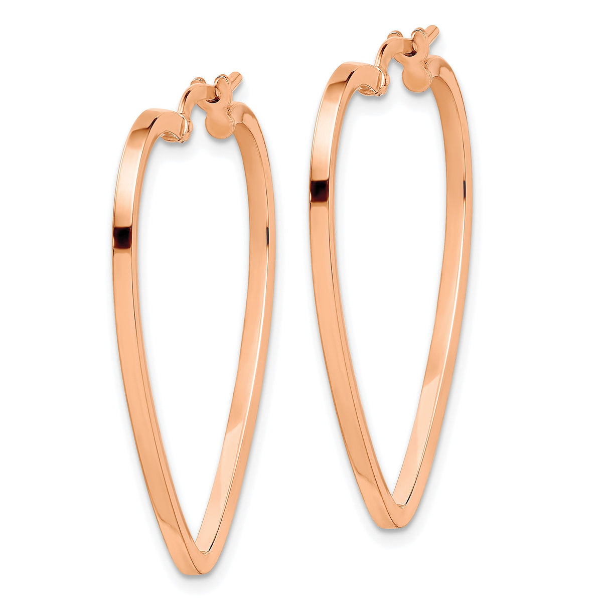 14k Rose Gold Heart Shaped Hoop Earrings, Minimalist Romantic Design for Women