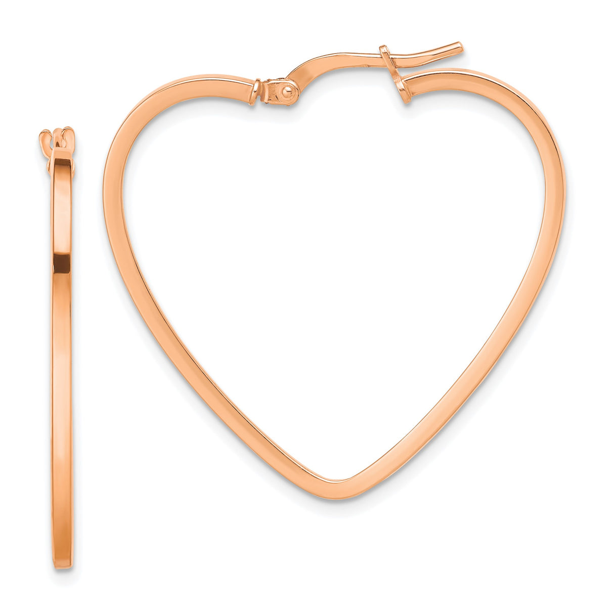 14k Rose Gold Heart Shaped Hoop Earrings, Minimalist Romantic Design for Women