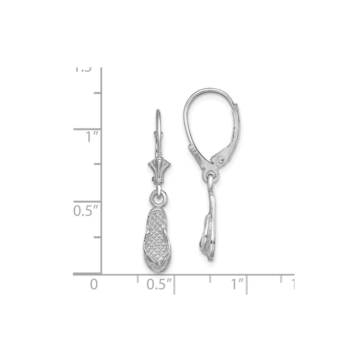 14k White Gold Dangle Earrings with Flip Flop Sandal Charms, Beach Vacation Style