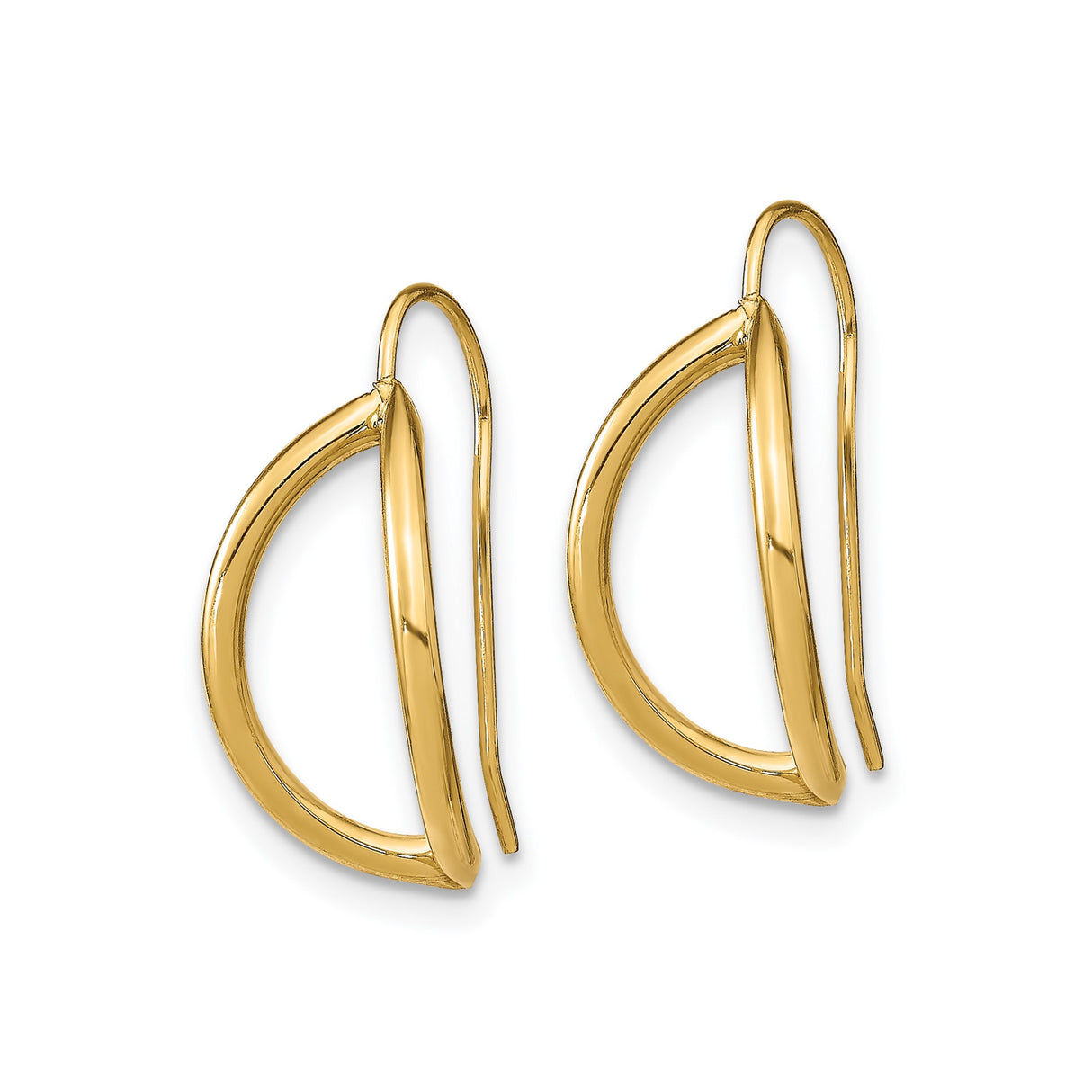 14k Yellow Gold Dangle Earrings with Open Ichthys Fish Design, Christian Faith Jewelry for Women