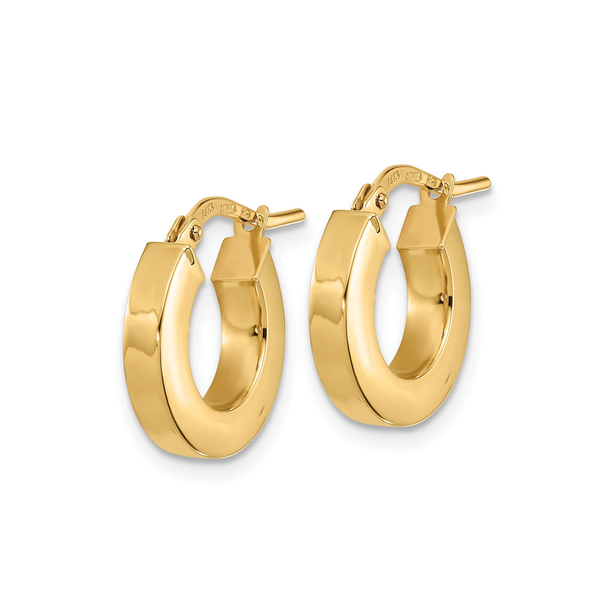 14k Yellow Gold Hoop Earrings, Small Polished Round Italian Hoops, Lightweight Minimalist Design