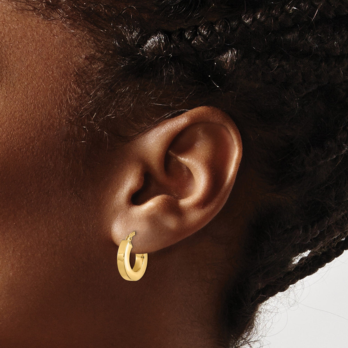 14k Yellow Gold Hoop Earrings, Small Polished Round Italian Hoops, Lightweight Minimalist Design