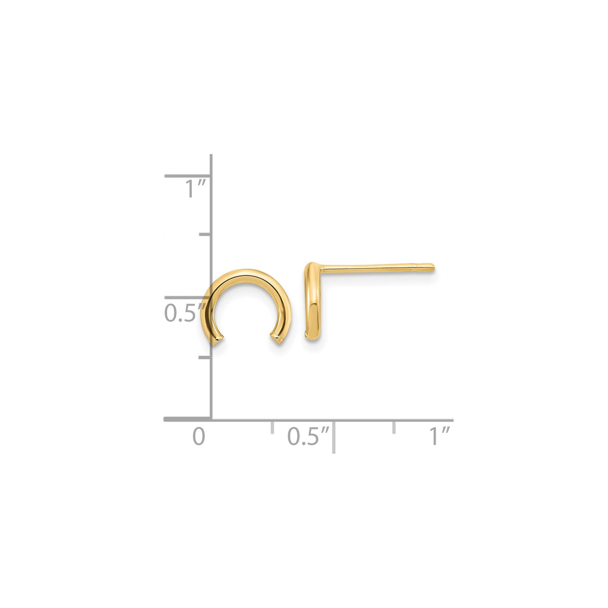 14k Yellow Gold Horseshoe Stud Earrings, Polished Open U-Shape, Minimalist Lucky Design for Women