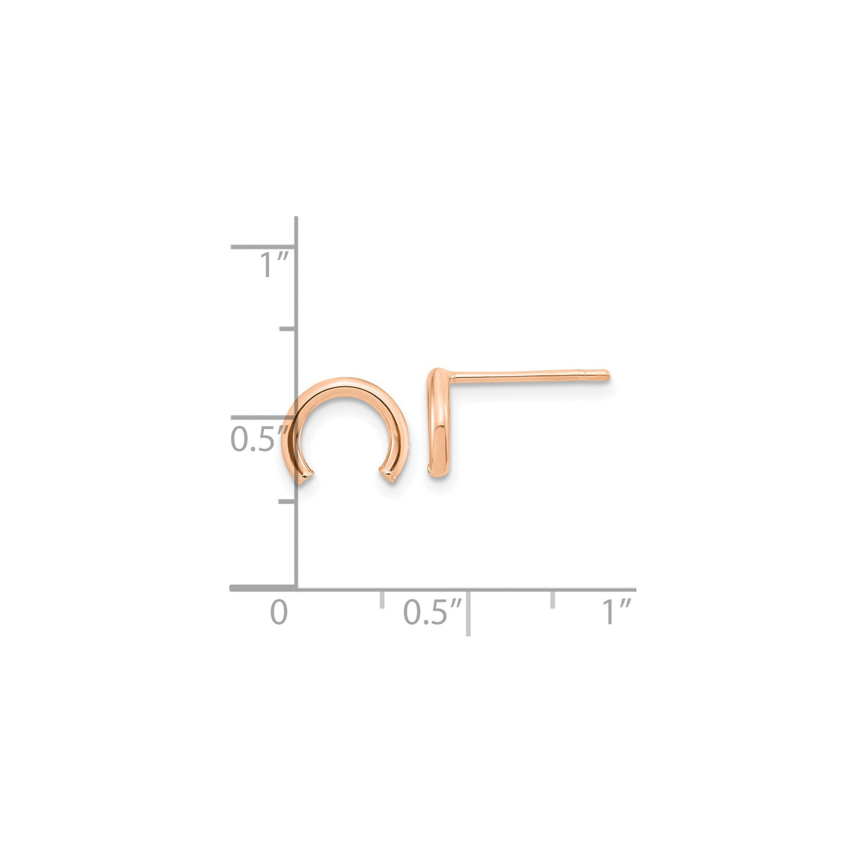 14k Rose Gold Horseshoe Stud Earrings, Minimalist Lucky Symbol Design for Women