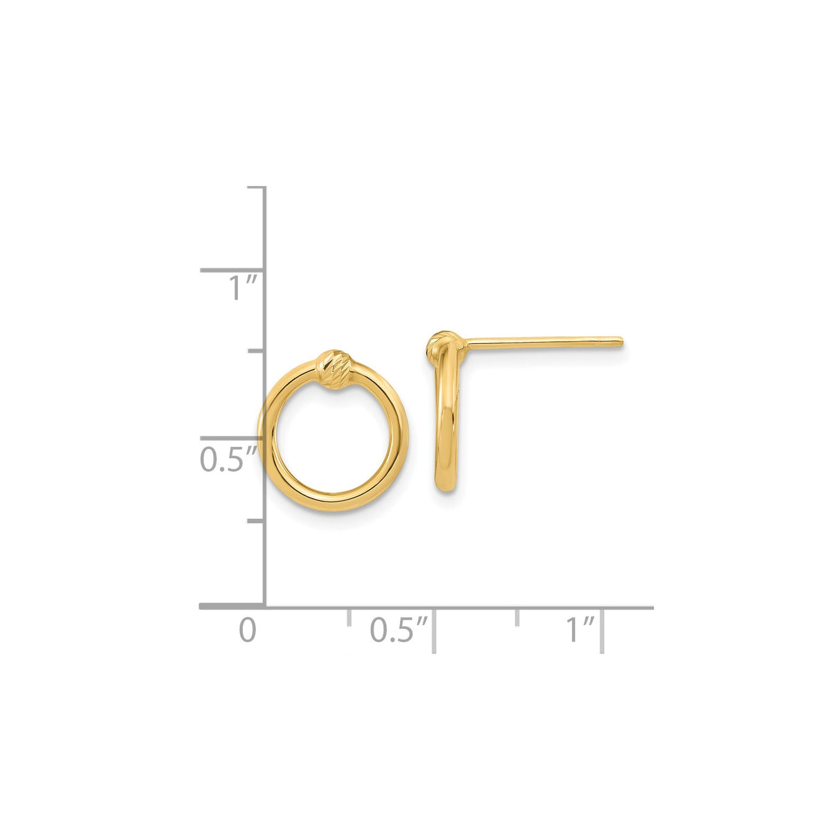 14k Yellow Gold Knot Stud Earrings, Polished Circular Design with Textured Twist