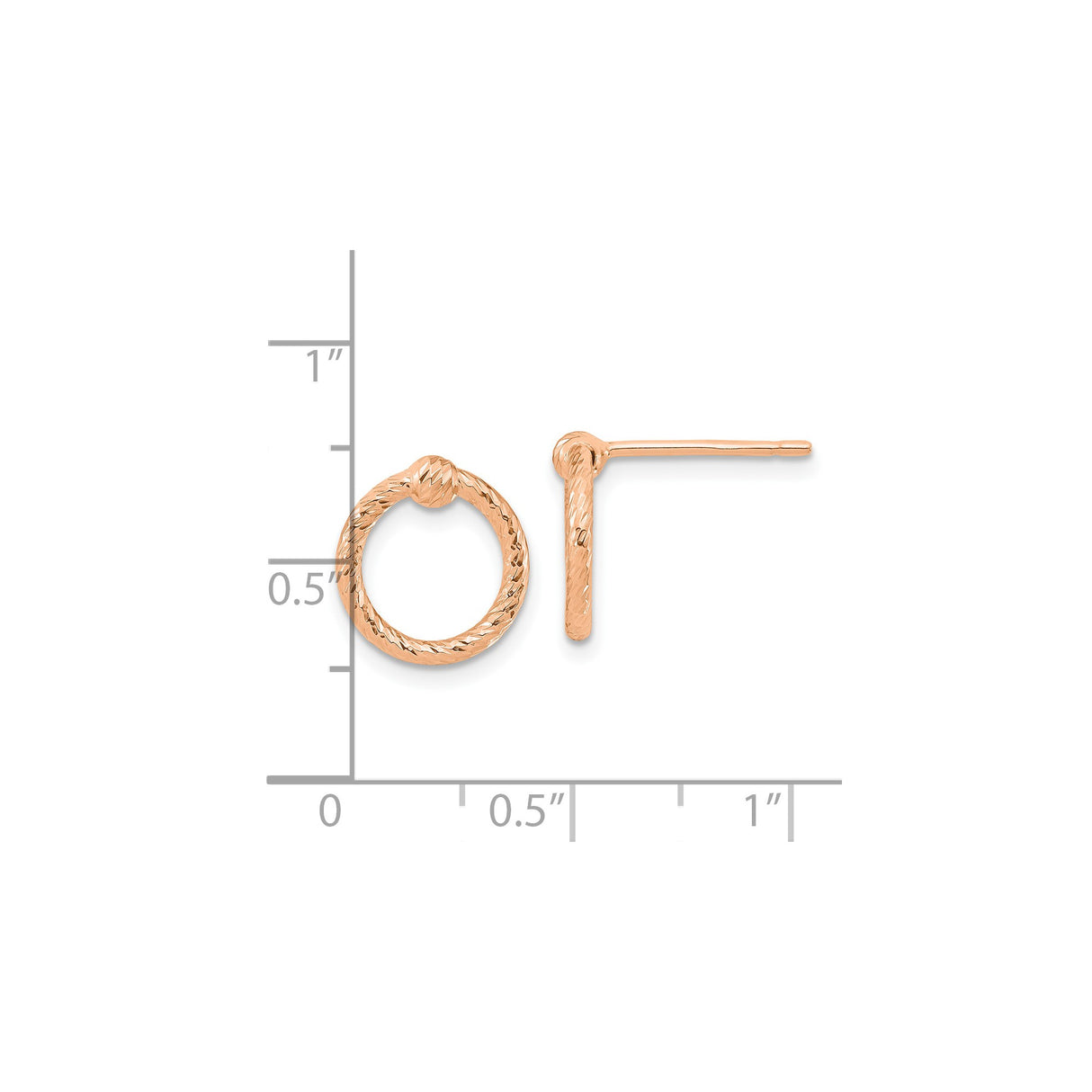 14k Rose Gold Circle Knot Stud Earrings with Textured Diamond-Cut Finish