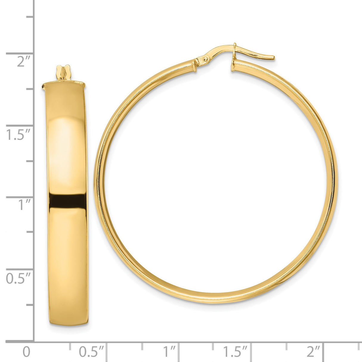 14k Yellow Gold Hoop Earrings, Classic Round Lightweight Polished Design for Women