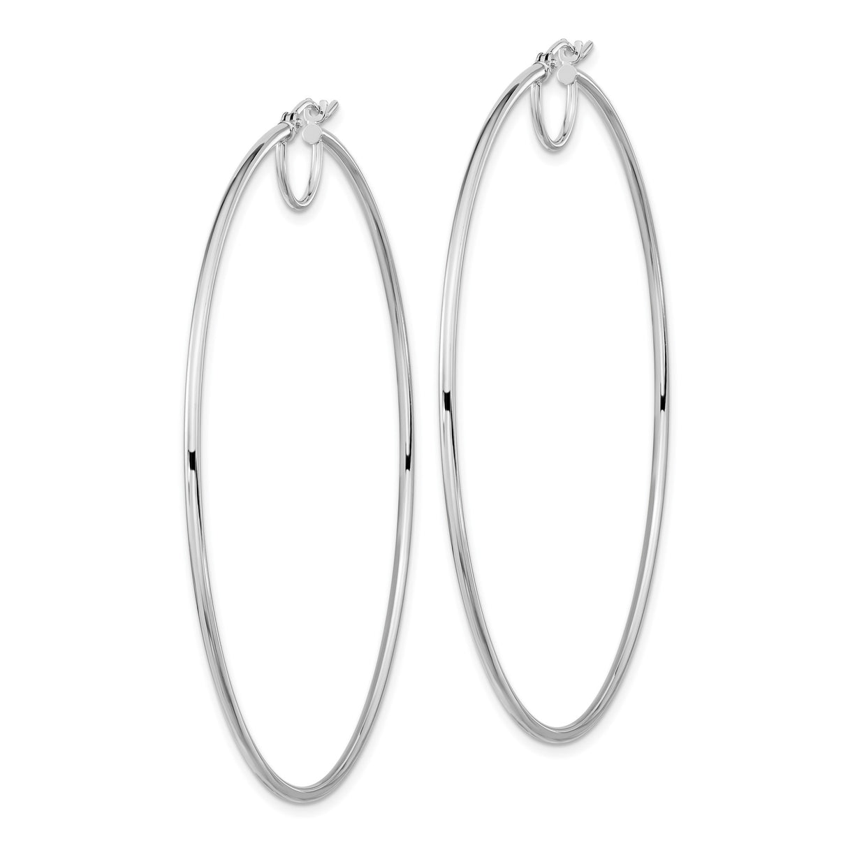 14k White Gold Hoop Earrings, Sleek Minimalist Round Design with Polished Finish for Women