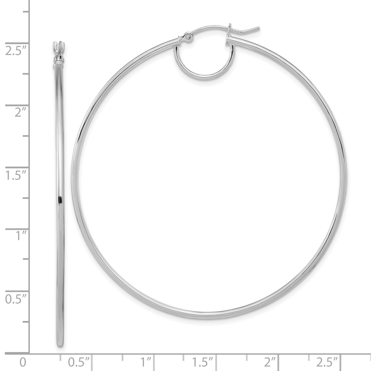 14k White Gold Hoop Earrings, Sleek Minimalist Round Design with Polished Finish for Women