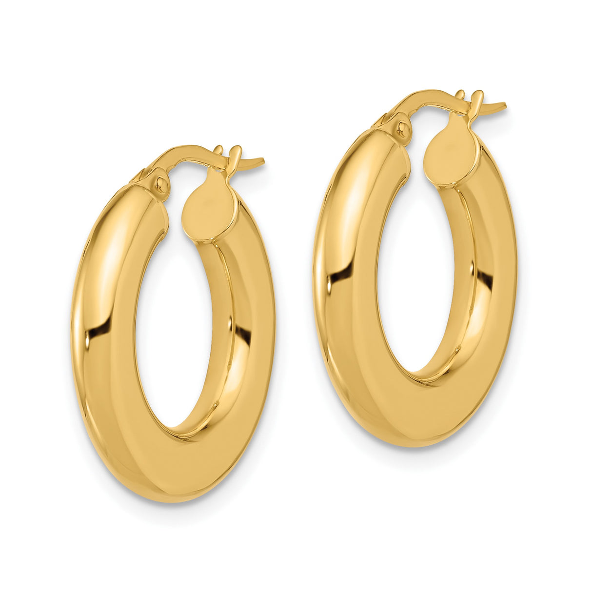 14k Yellow Gold Hoop Earrings, Chunky Rounded Tube Design, Bold Minimalist Style for Women