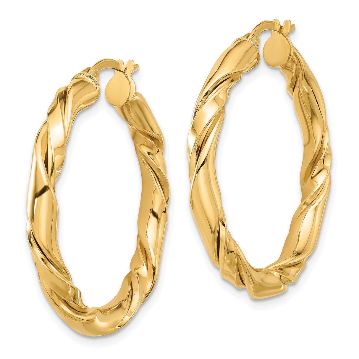 14k Yellow Gold Hoop Earrings with Twisted Braided Design and High-Polish Finish