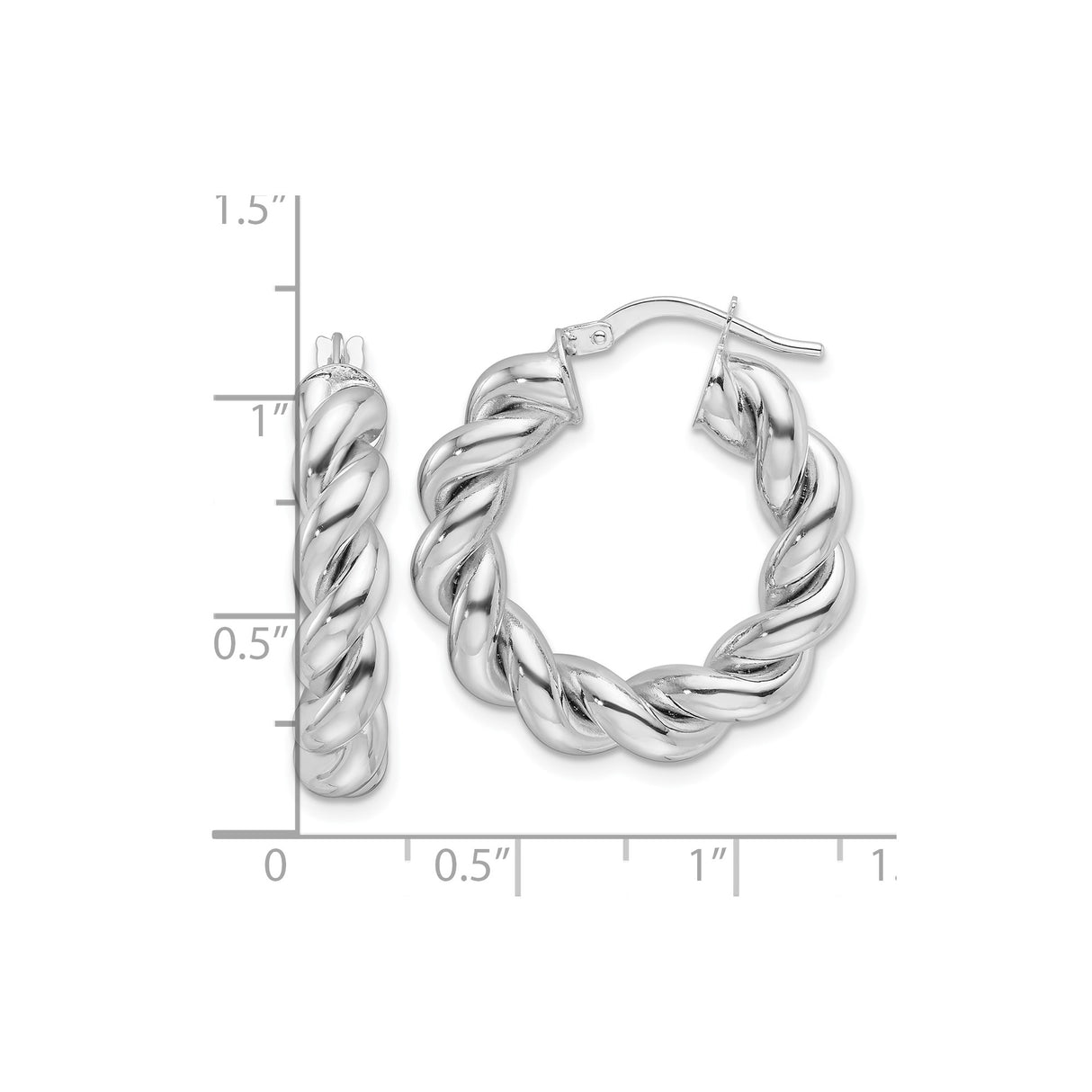 14k White Gold Twisted Hoop Earrings, Chunky Rope Style, Bold Modern Statement Hoops for Women
