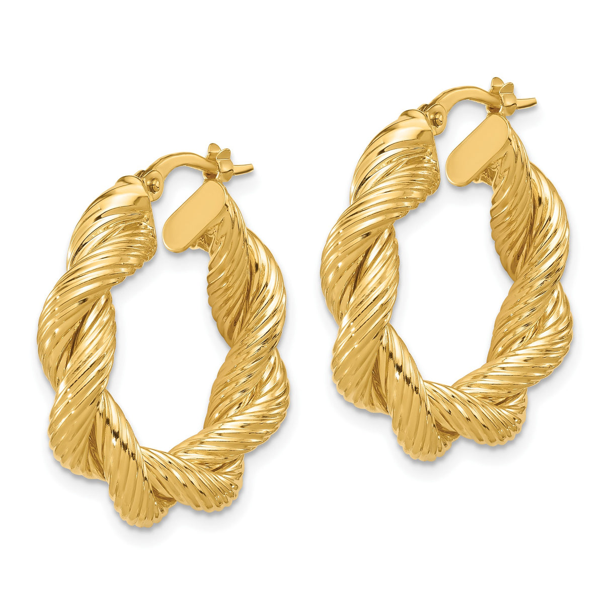 14k Yellow Gold Twisted Rope Hoop Earrings, Bold Chunky Statement Jewelry for Women