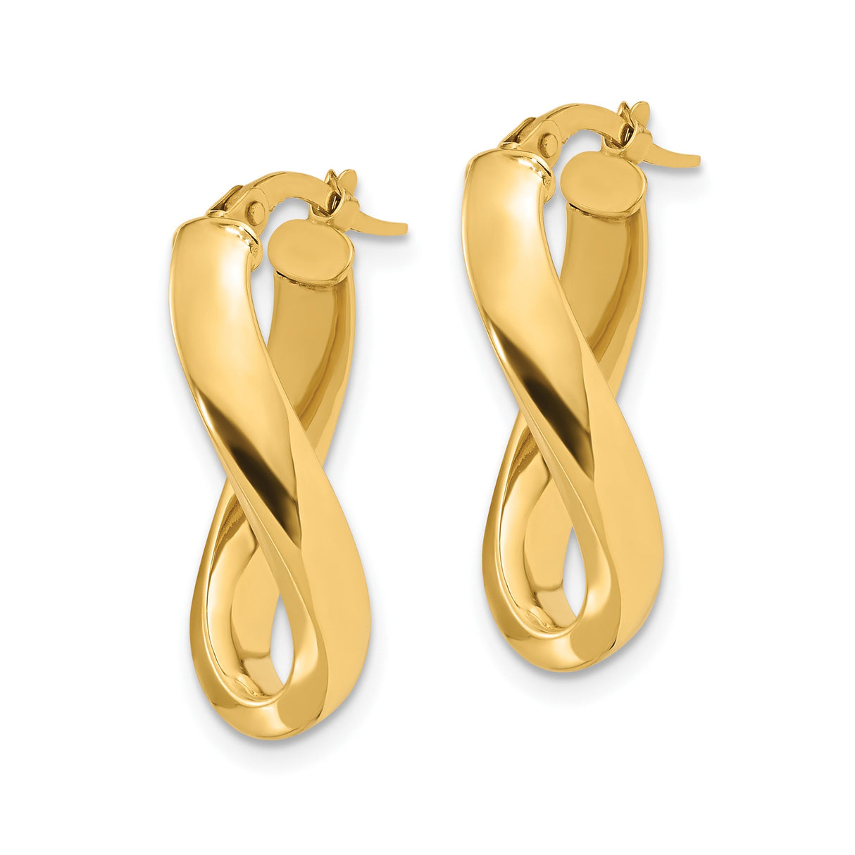 14k Yellow Gold Twisted Teardrop Hoop Earrings, Modern Flowing Oval Design for Women