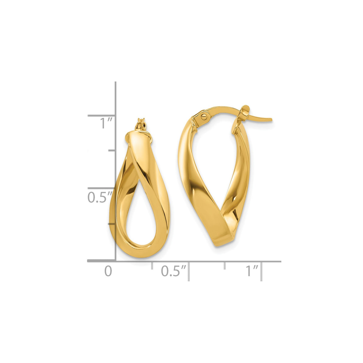 14k Yellow Gold Twisted Teardrop Hoop Earrings, Modern Flowing Oval Design for Women