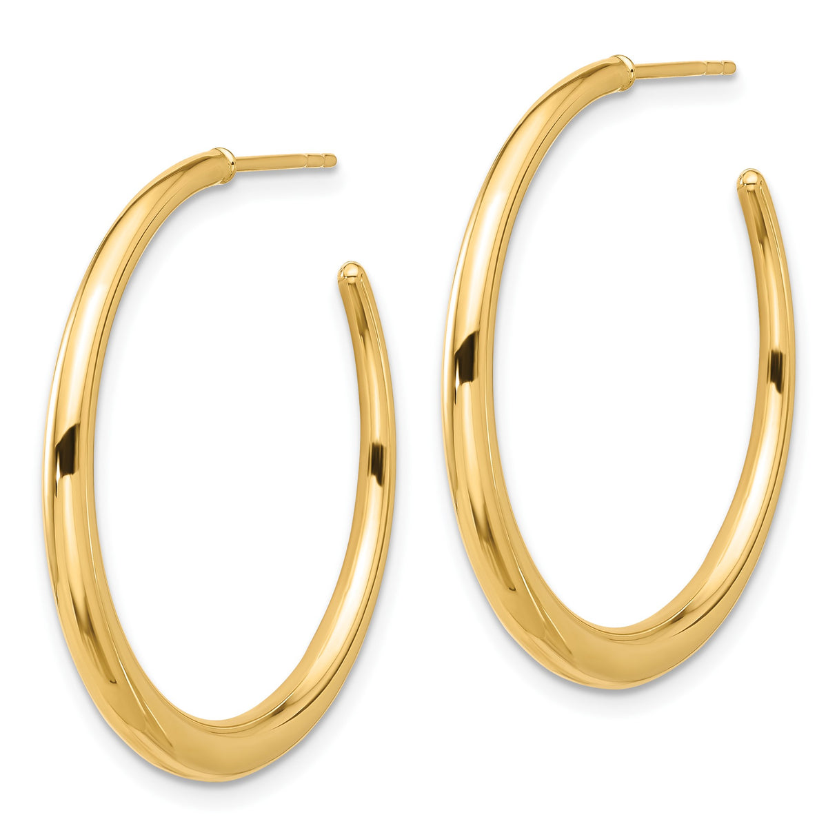 14k Yellow Gold Hoop Earrings, Medium Size Smooth Polished Minimalist Design for Women