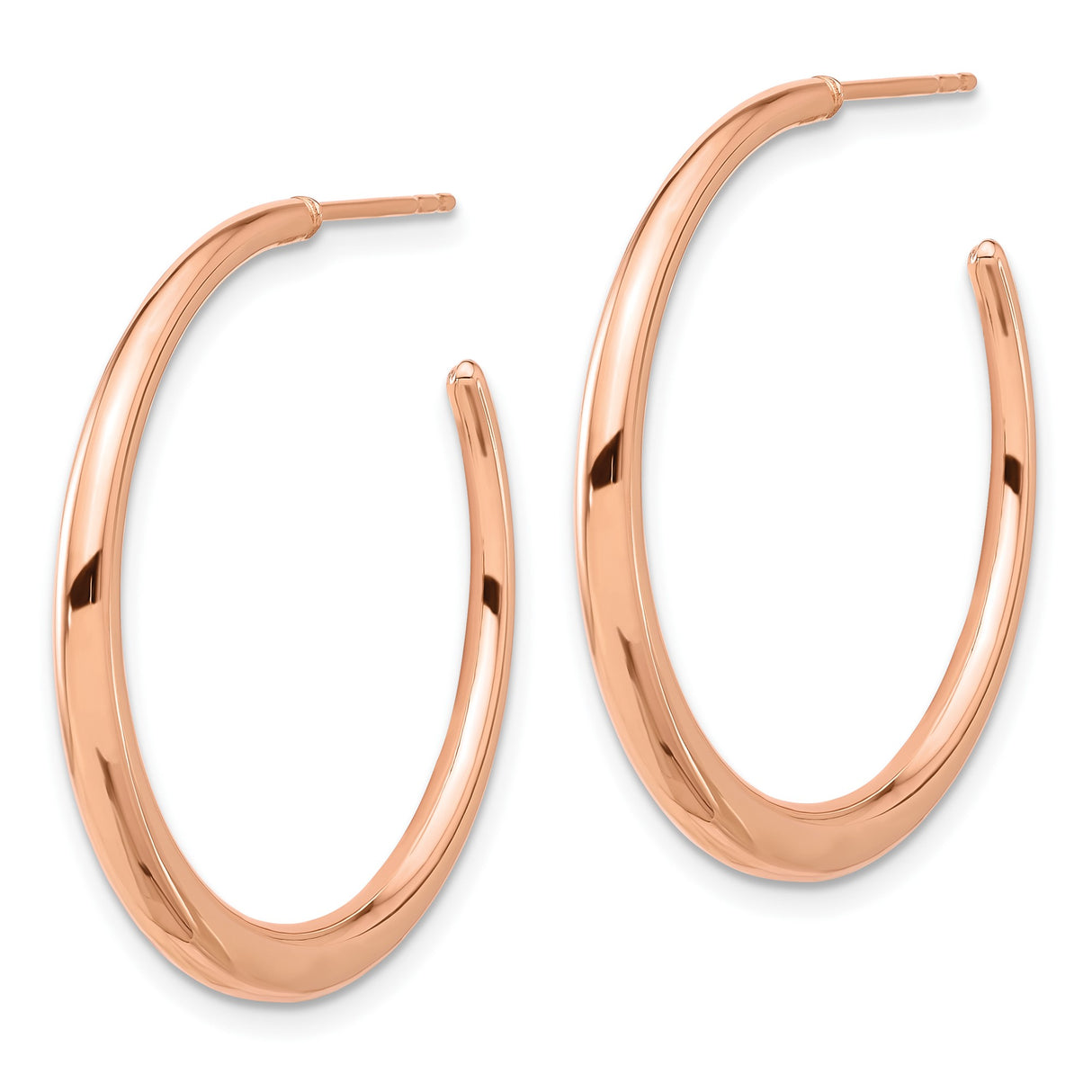 14k Rose Gold Hoop Earrings, Medium Smooth Polished Hoops, Lightweight Minimalist Design for Women
