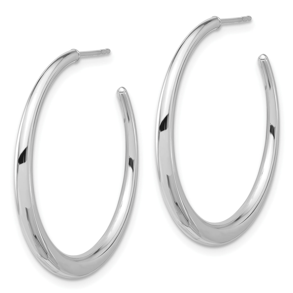 14k White Gold Hoop Earrings, Classic Polished Round Hoops with Smooth Finish for Women