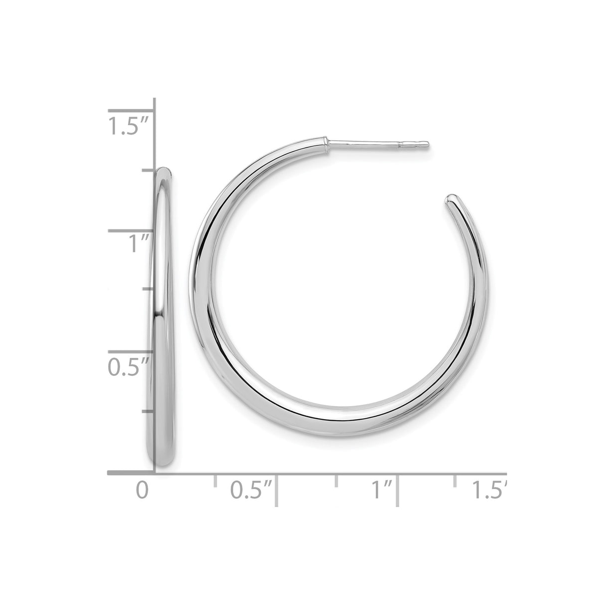 14k White Gold Hoop Earrings, Classic Polished Round Hoops with Smooth Finish for Women