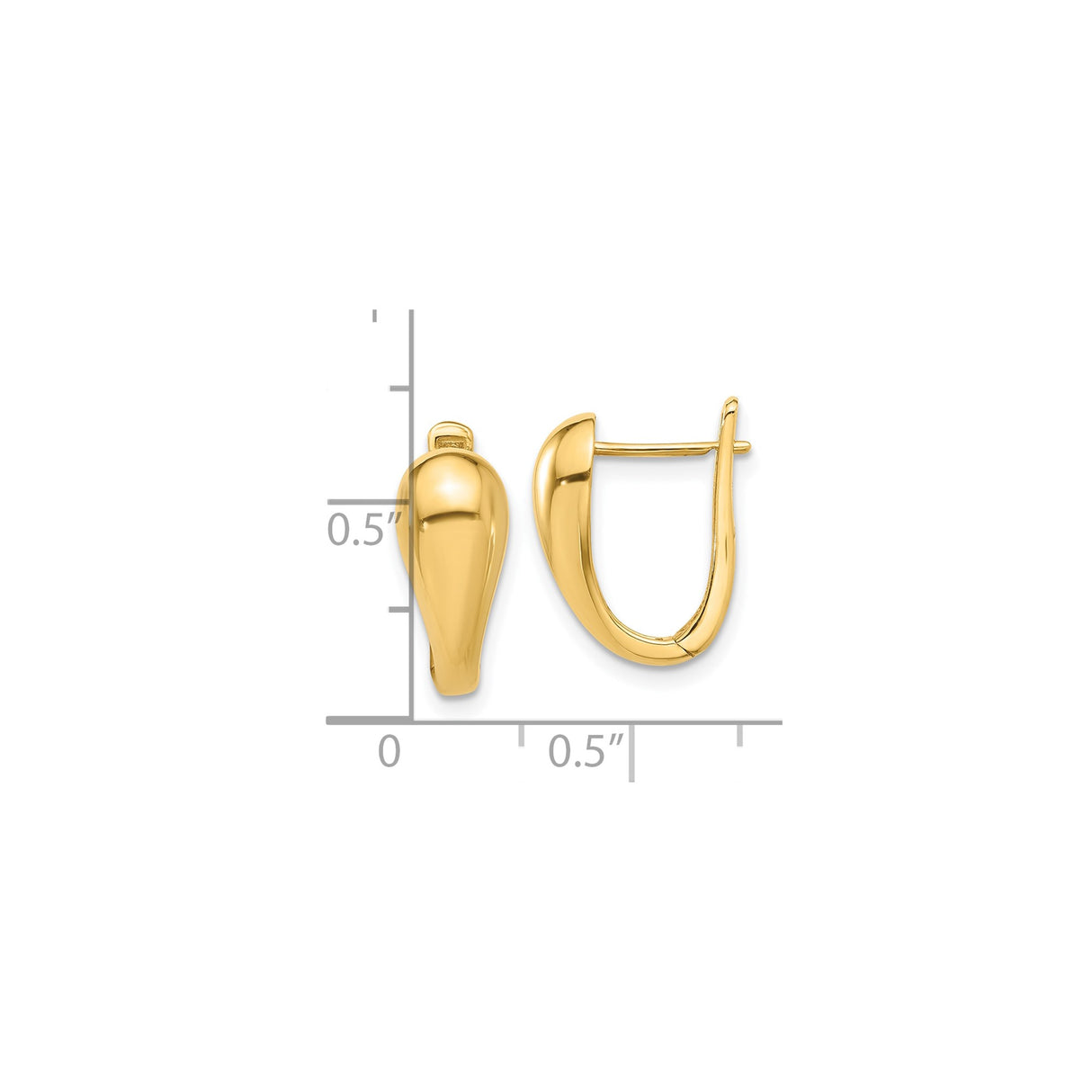 14k Yellow Gold Teardrop Hoop Earrings, Polished Minimalist Design for Women