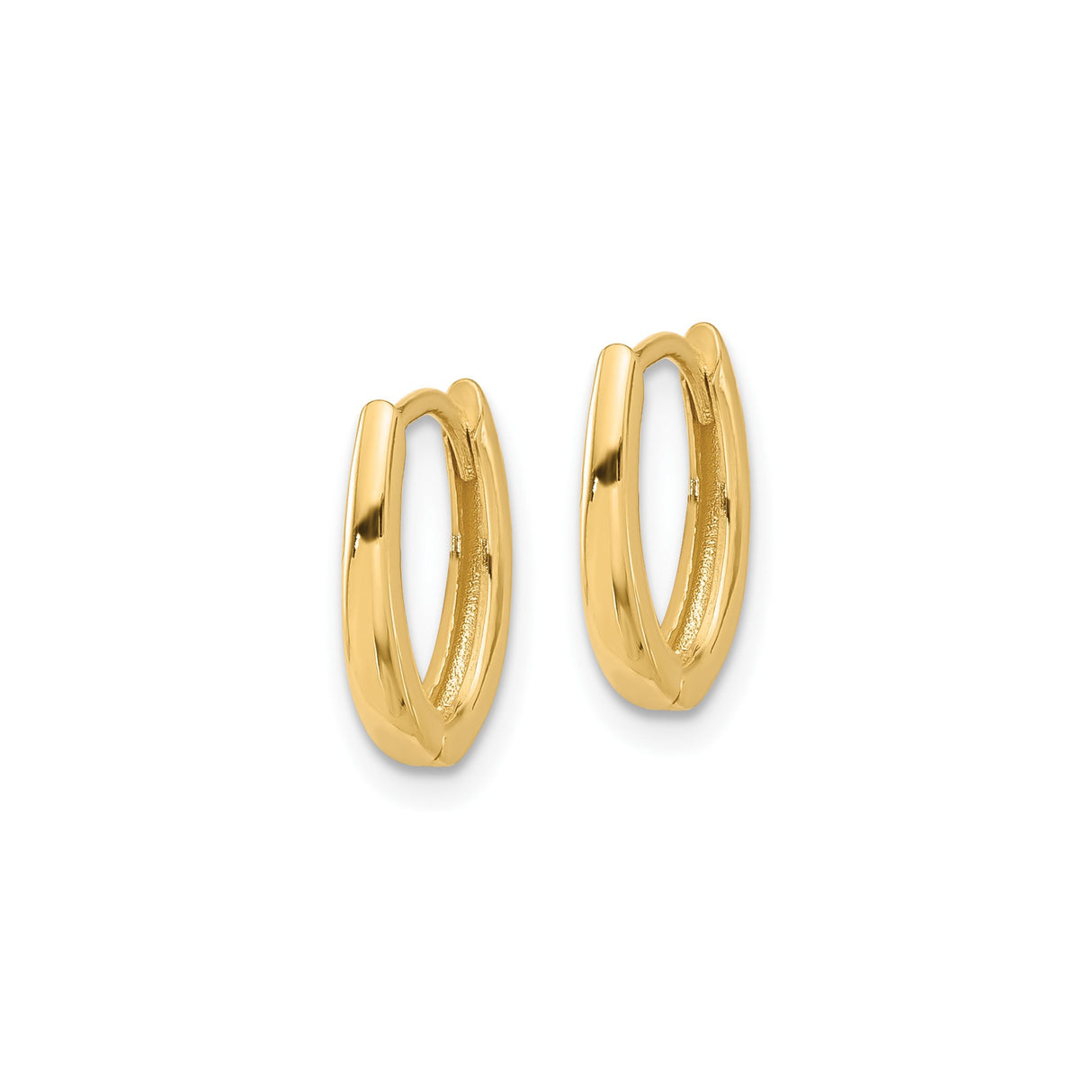14k Yellow Gold Oval Hoop Earrings, Small Elongated Hoops with Hinged Back, Minimalist Lightweight Design