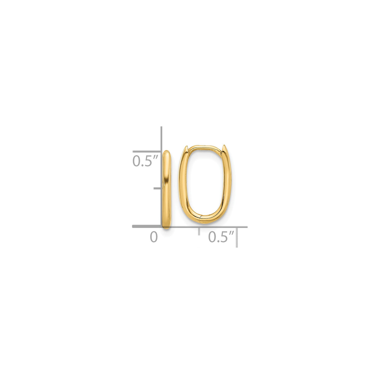 14k Yellow Gold Oval Hoop Earrings, Polished Hinged Design, Minimalist Style for Women