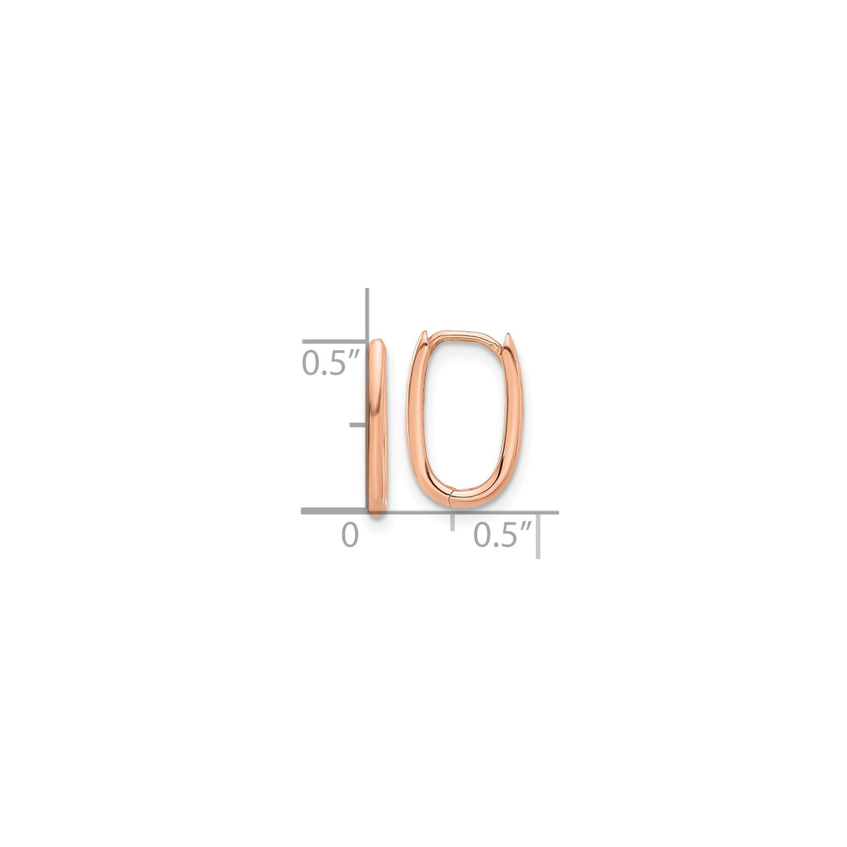 14k Rose Gold Oval Hoop Earrings, Polished Huggie Hoops with Sleek Minimalist Design