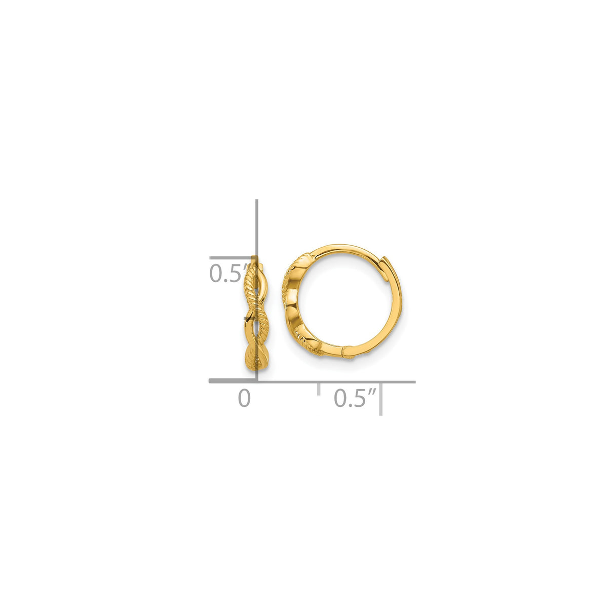 14k Yellow Gold Hoop Earrings with Twisted Rope Design and Polished Finish