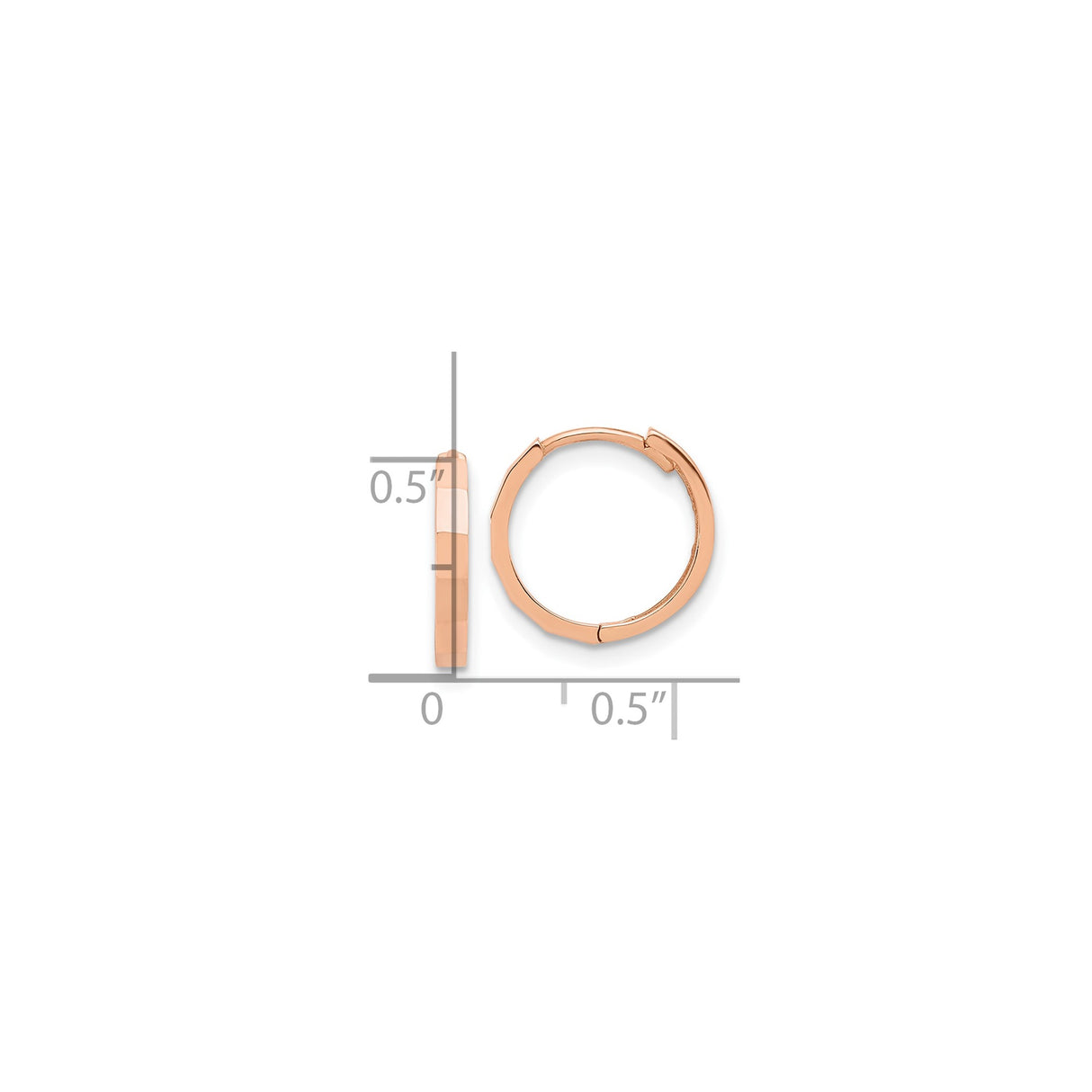 14k Rose Gold Hoop Earrings with Faceted Edges, Sleek Polished Lightweight Design