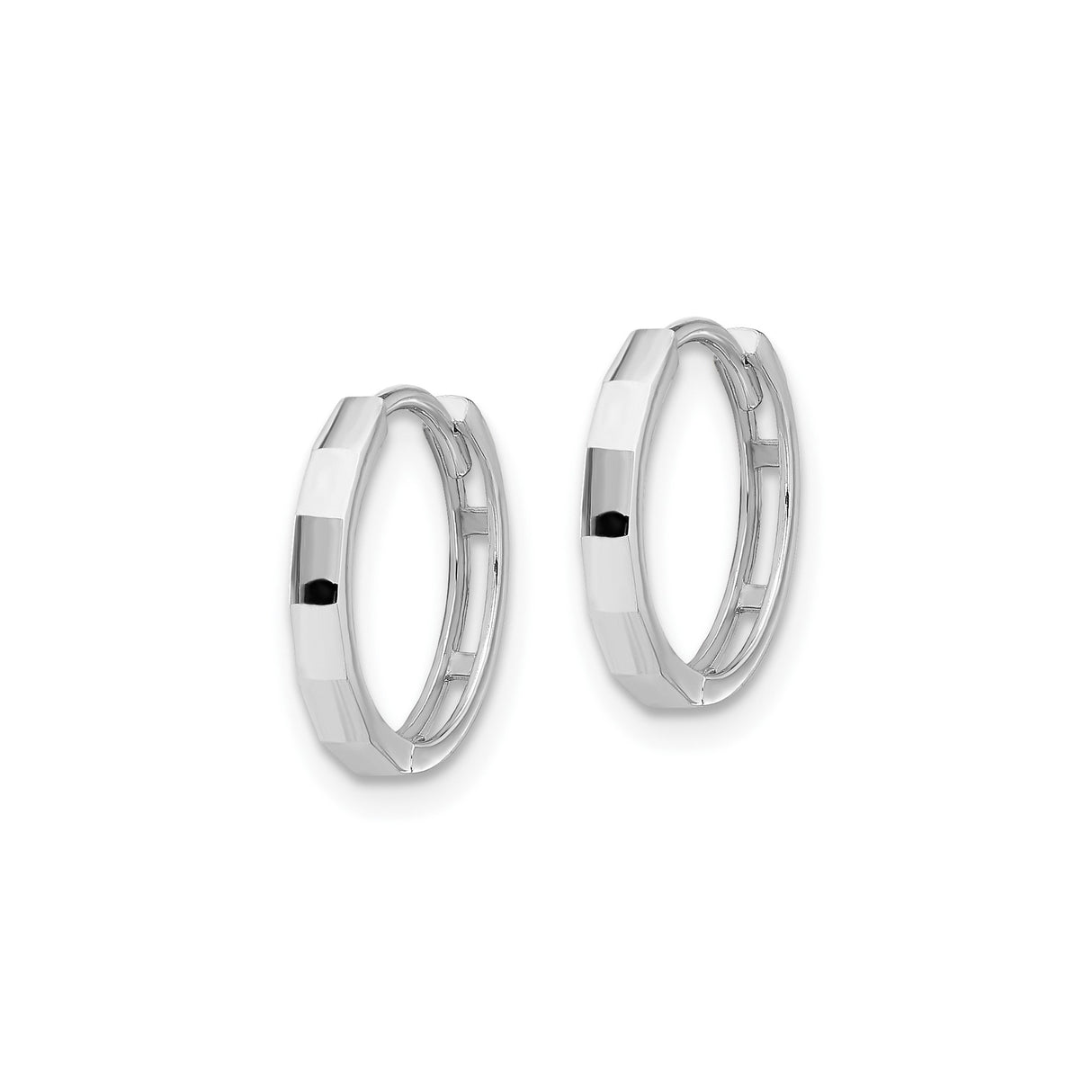 14k White Gold Hoop Earrings, Polished Minimalist Design, Lightweight Contemporary Style