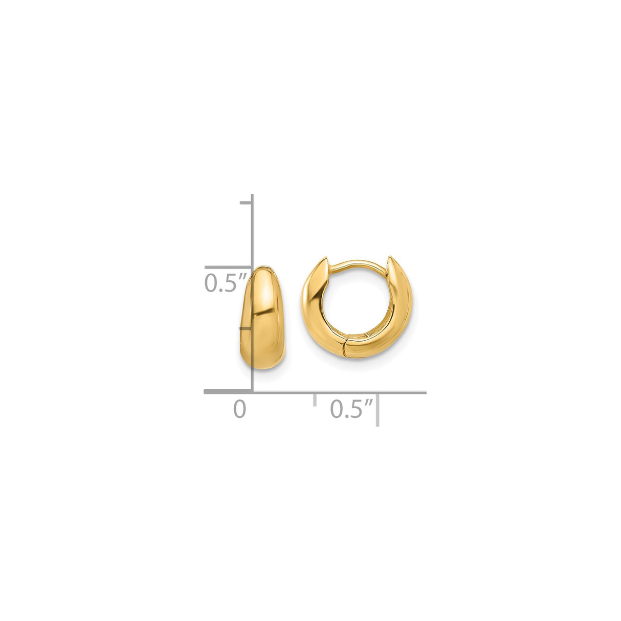 14k Yellow Gold Huggie Hoop Earrings, Polished Smooth Finish, Minimalist Round Design