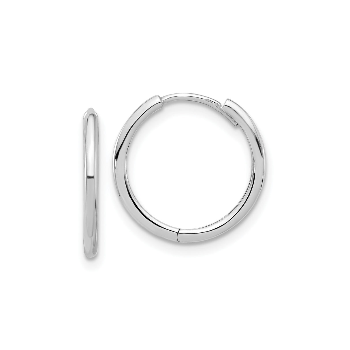 14k White Gold Hoop Earrings, Lightweight Polished Minimalist Design