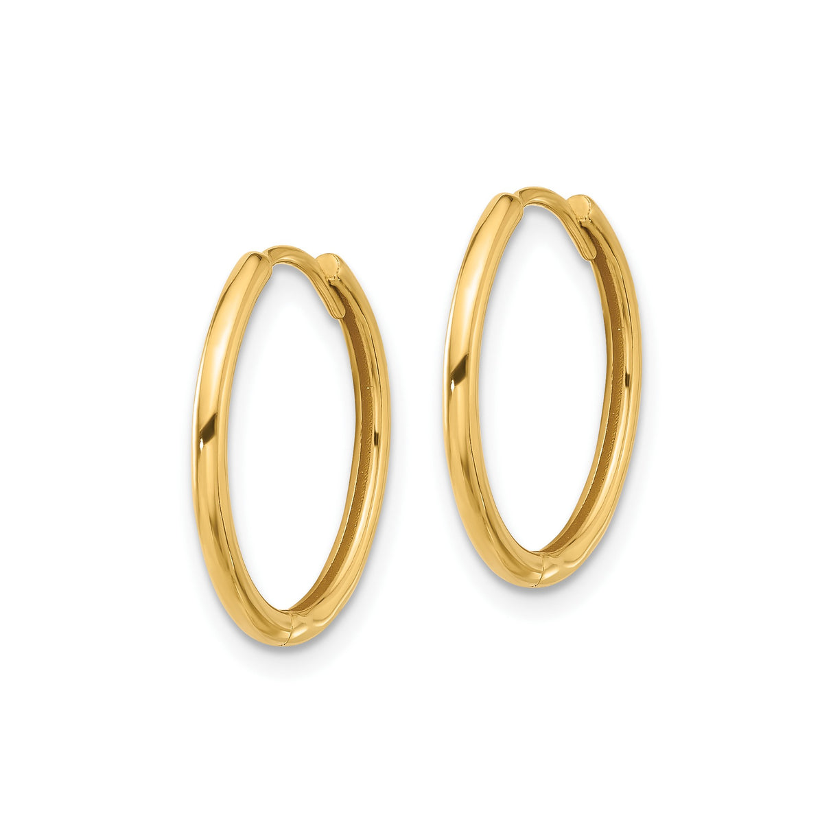 14k Yellow Gold Hoop Earrings, Small Polished Round Hoops, Minimalist Unisex Design