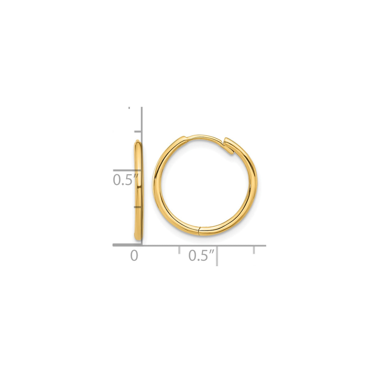 14k Yellow Gold Hoop Earrings, Small Polished Round Hoops, Minimalist Unisex Design