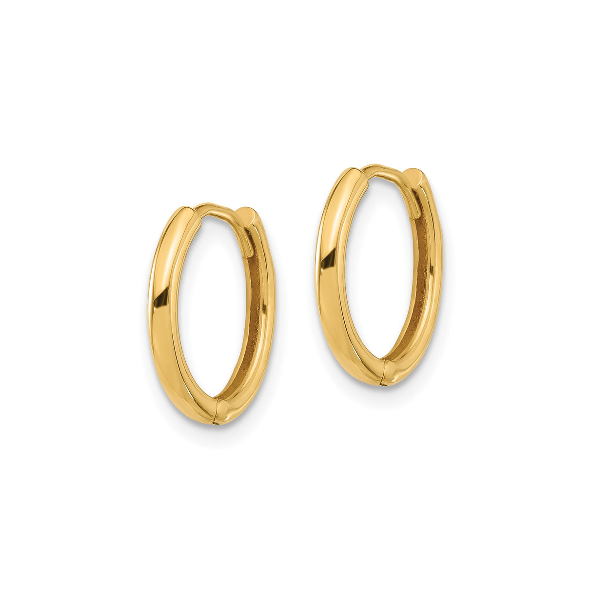 14k Yellow Gold Small Hoop Earrings, Smooth Polished Finish, Lightweight Minimalist Design