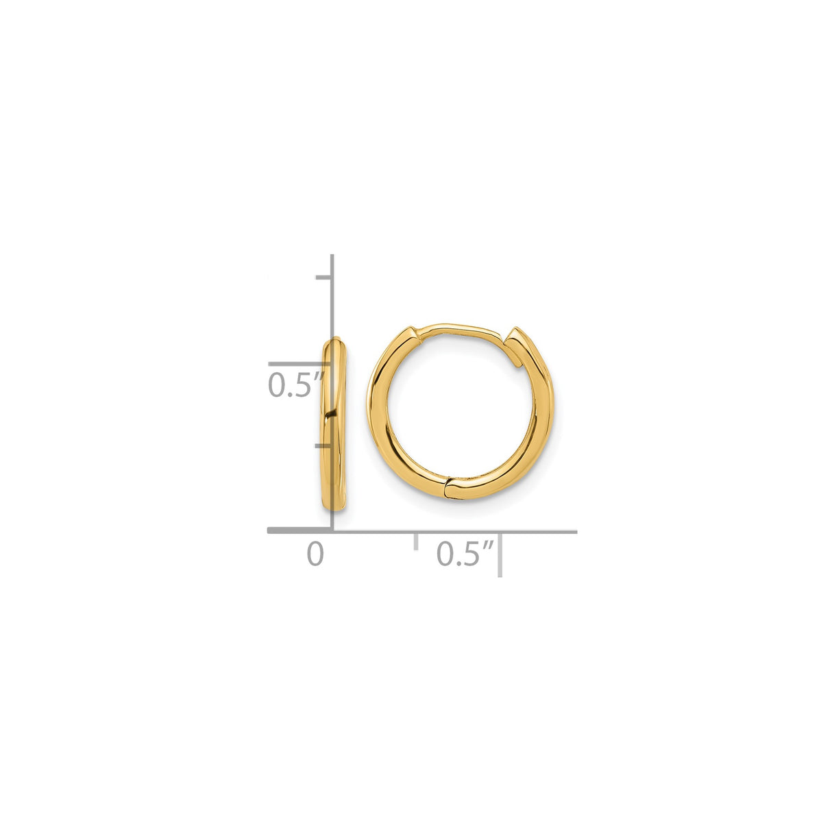 14k Yellow Gold Small Hoop Earrings, Smooth Polished Finish, Lightweight Minimalist Design