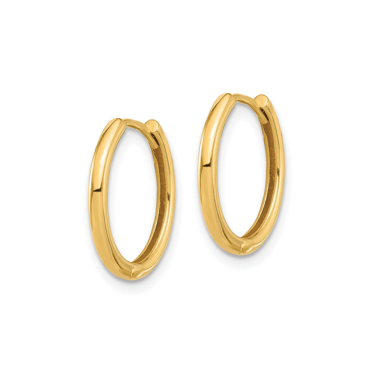 14k Yellow Gold Hoop Earrings, Small Polished Huggie Style, Minimalist Unisex Design