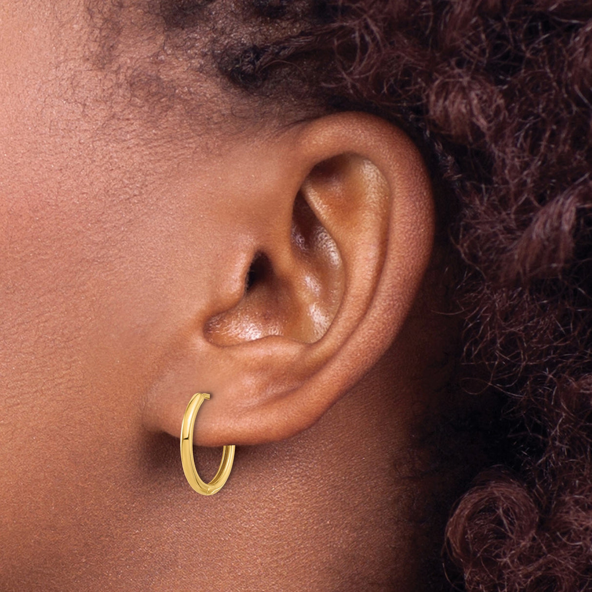 14k Yellow Gold Hoop Earrings, Small Polished Huggie Style, Minimalist Unisex Design