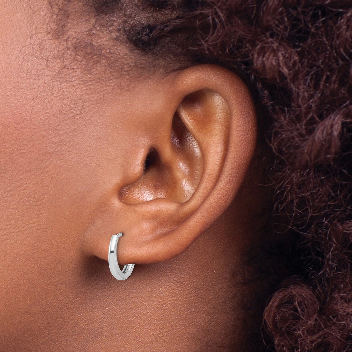 14k White Gold Huggie Hoop Earrings, Minimalist Polished Design, Unisex Everyday Jewelry